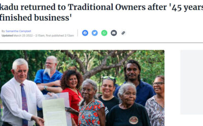 Kakadu NP Returned to Aboriginal Owners
